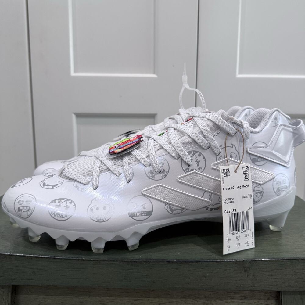New Adidas Freak 22 Big Mood Football Cleats Cloud White Size 14 GX7983